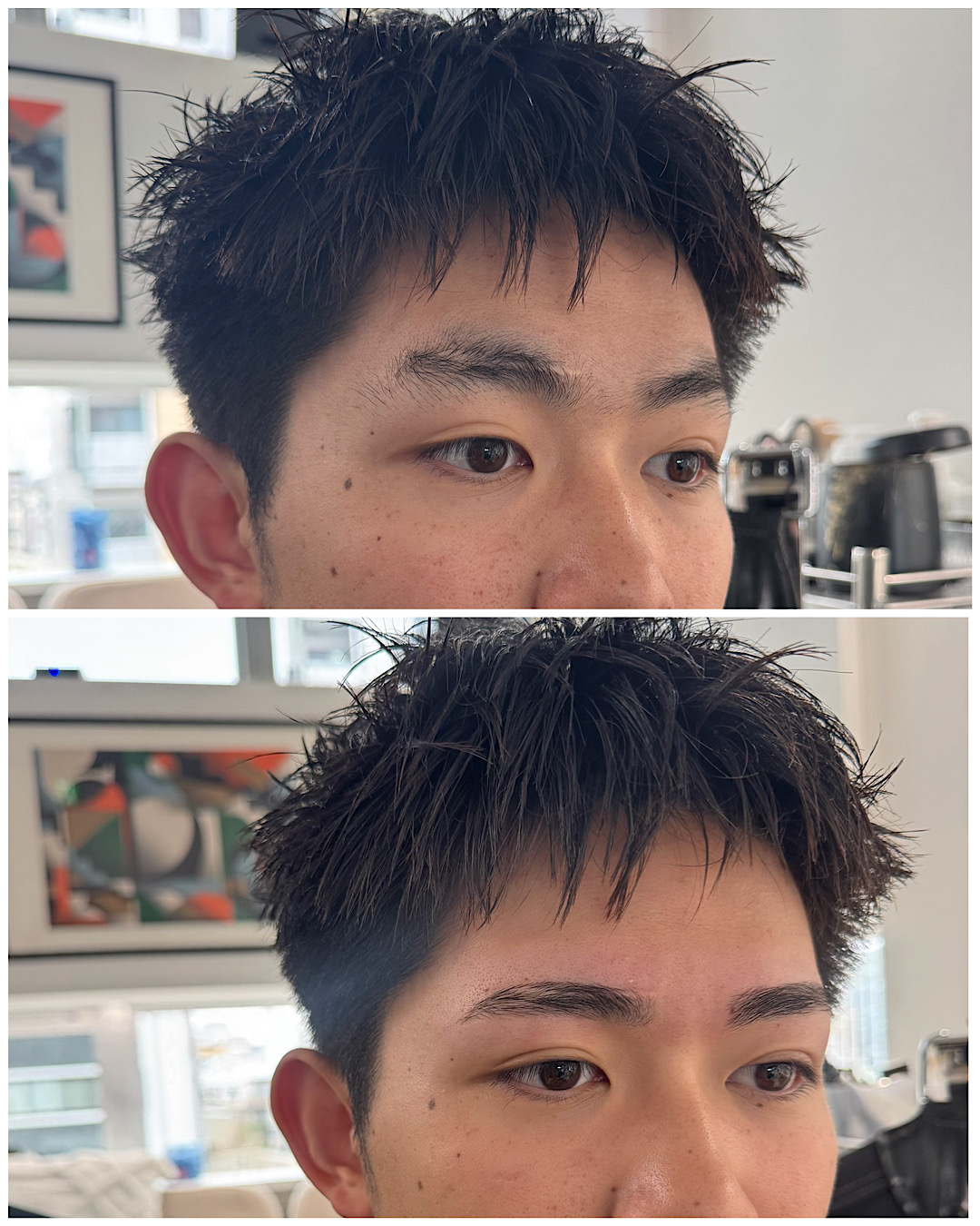 清潔感のあるメンズ眉毛スタイリングのビフォーアフター